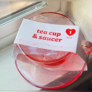 Pink teacup and saucer